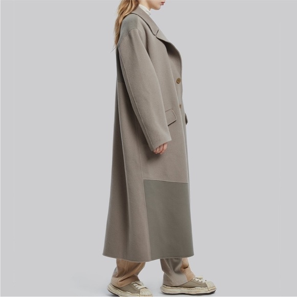 Dept. Anonym Wool Tri Color Paneled Long Coat - Picture 2 of 14